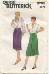 6795 BUTTERICK VINTAGE A-LINE PLEATED SLIT SKIRT PATTERN 16 or 12 choice cut
